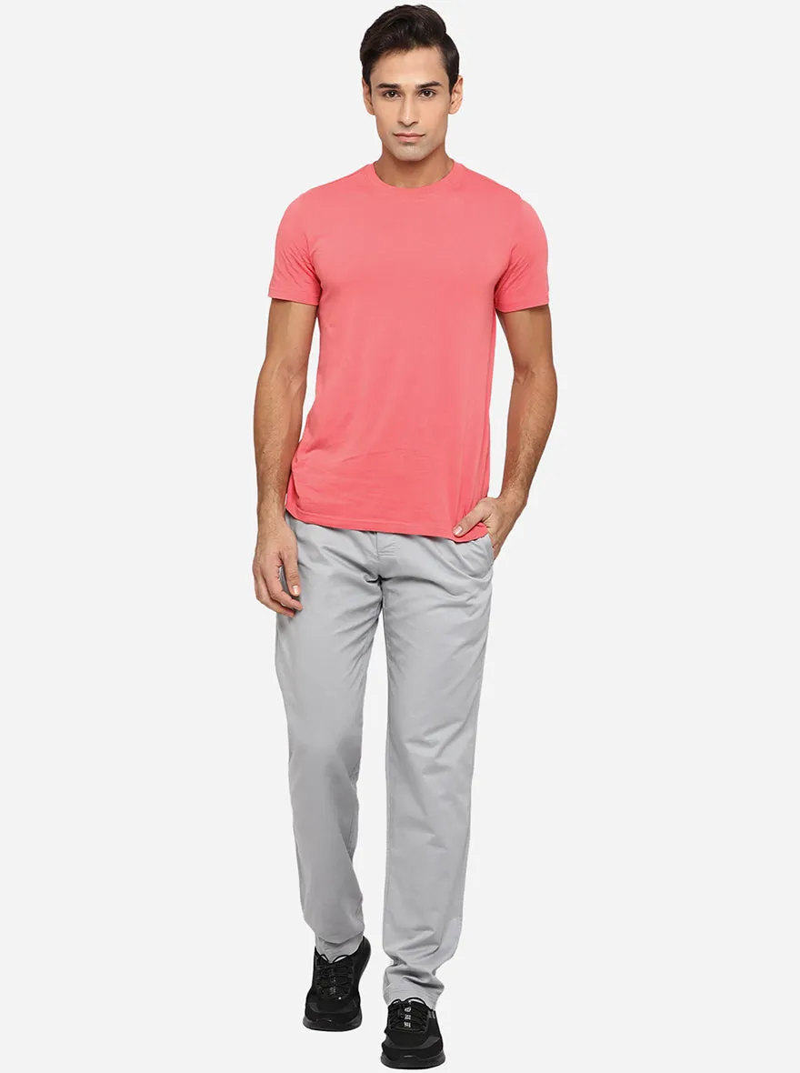 Light Grey Solid Regular Fit Track Pants | JadeBlue