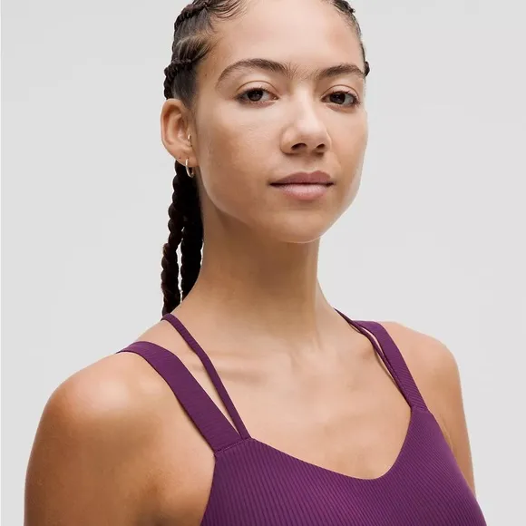 Like a Cloud Ribbed Longline Bra NWT Light Support, D/DD Cup Dramatic Magenta