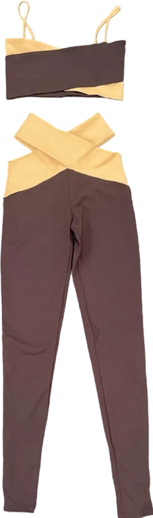 Live The Process Taupe Cropped Tank Top and Leggings UK Size 6