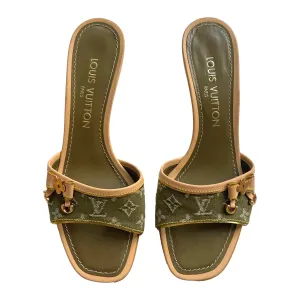 Louis Vuitton Green Denim Kitten Heels