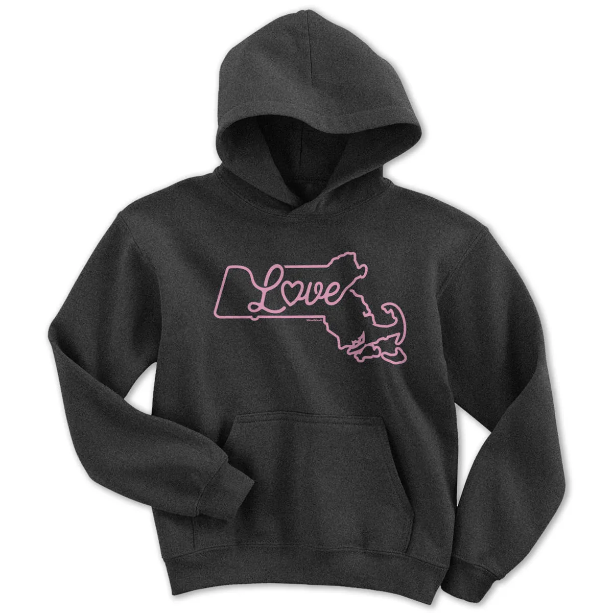 Love Massachusetts Script Youth Hoodie