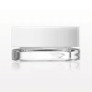 Low Profile Glass Sample Jars   Threaded Caps   Liners - 5 Grams / WHITE Caps / Case of 200 Jars   Caps - Unassembled