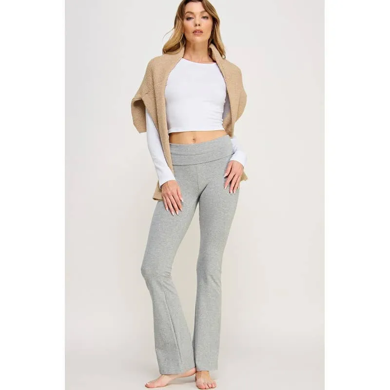 LUCY - HIGH RISE FLARE LEGGINGS YOGA PANTS (Black & Grey)