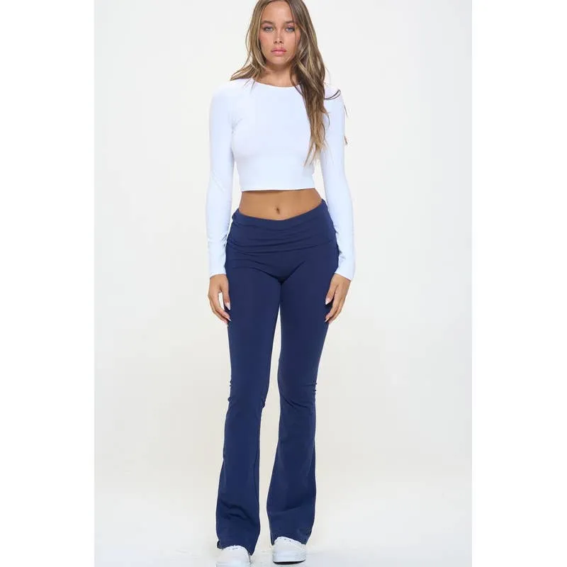 LUCY - HIGH RISE FLARE LEGGINGS YOGA PANTS (Black & Grey)