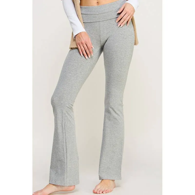 LUCY - HIGH RISE FLARE LEGGINGS YOGA PANTS (Black & Grey)