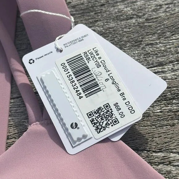 Lululemon Like a Cloud Longline Bra size 6 D/DD Cup Rose Blush NWT