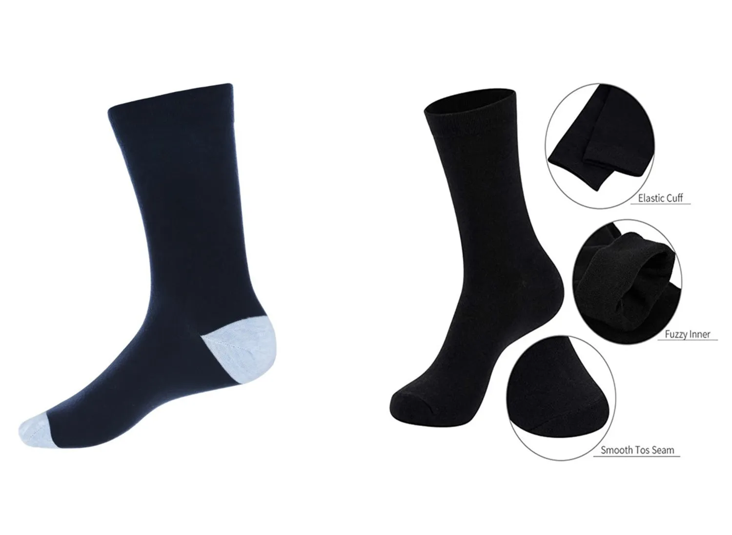 MEN’S PREMIUM ASSORTED SOLID SOCKS (Black/Navy) - 6 PK