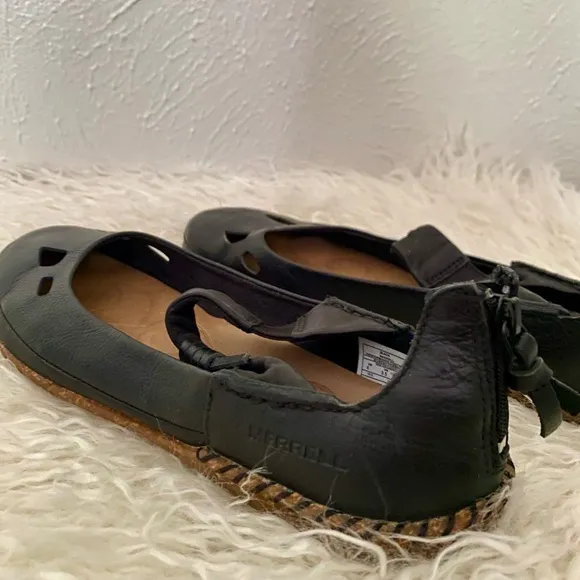 Merrell Women Size 6 36 Black Emme Leather Ankle Strap Zip Mary Jane Sport Shoe