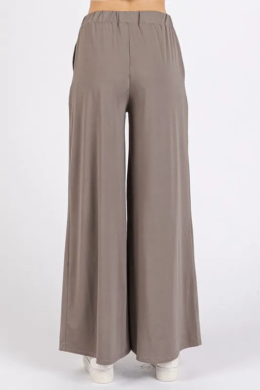 Mittoshop Yoga Air Stretch Elastic Waist Wide Leg Pants