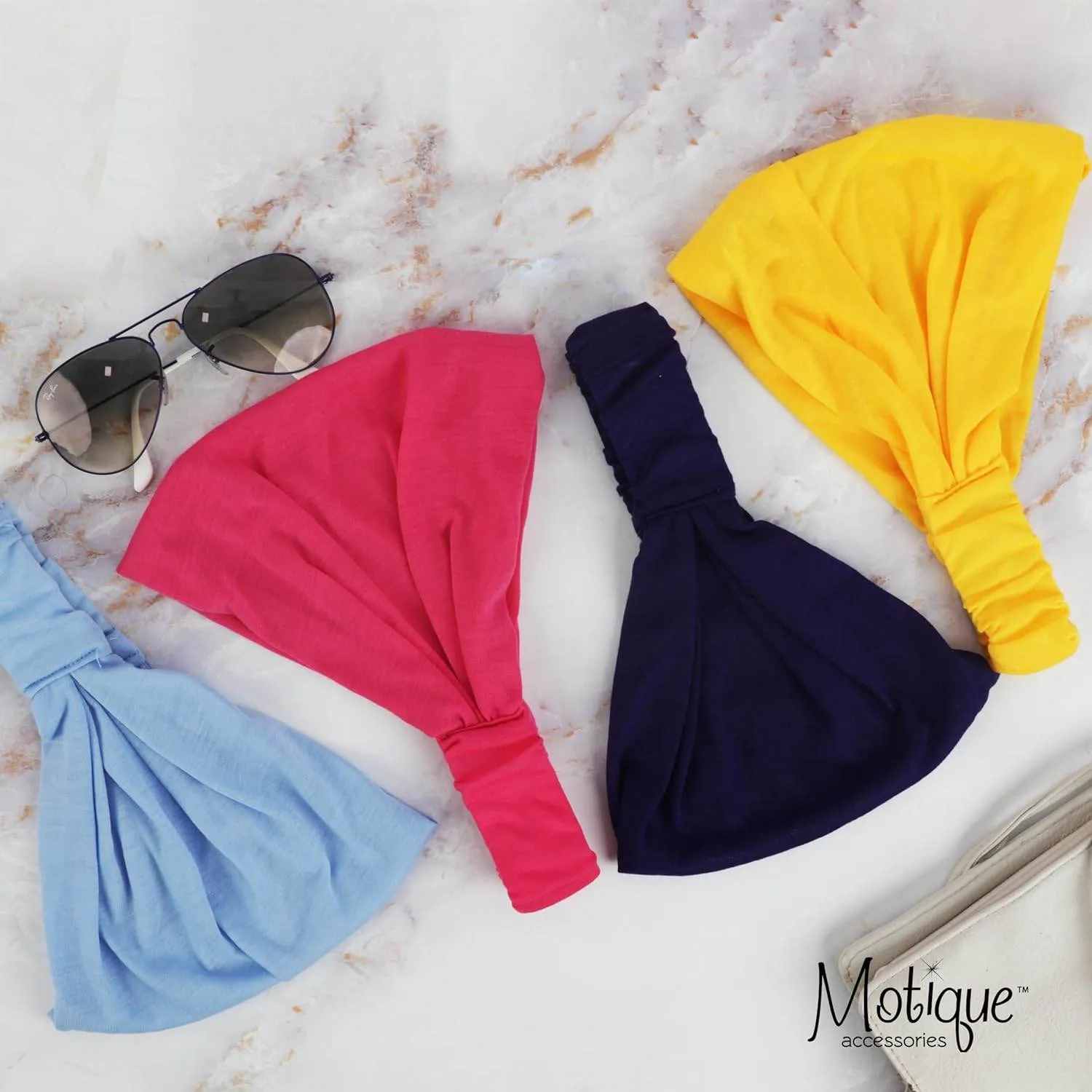 Motique Accessories Wide Cotton Head Band Solid Boho Yoga Style Soft Hairband