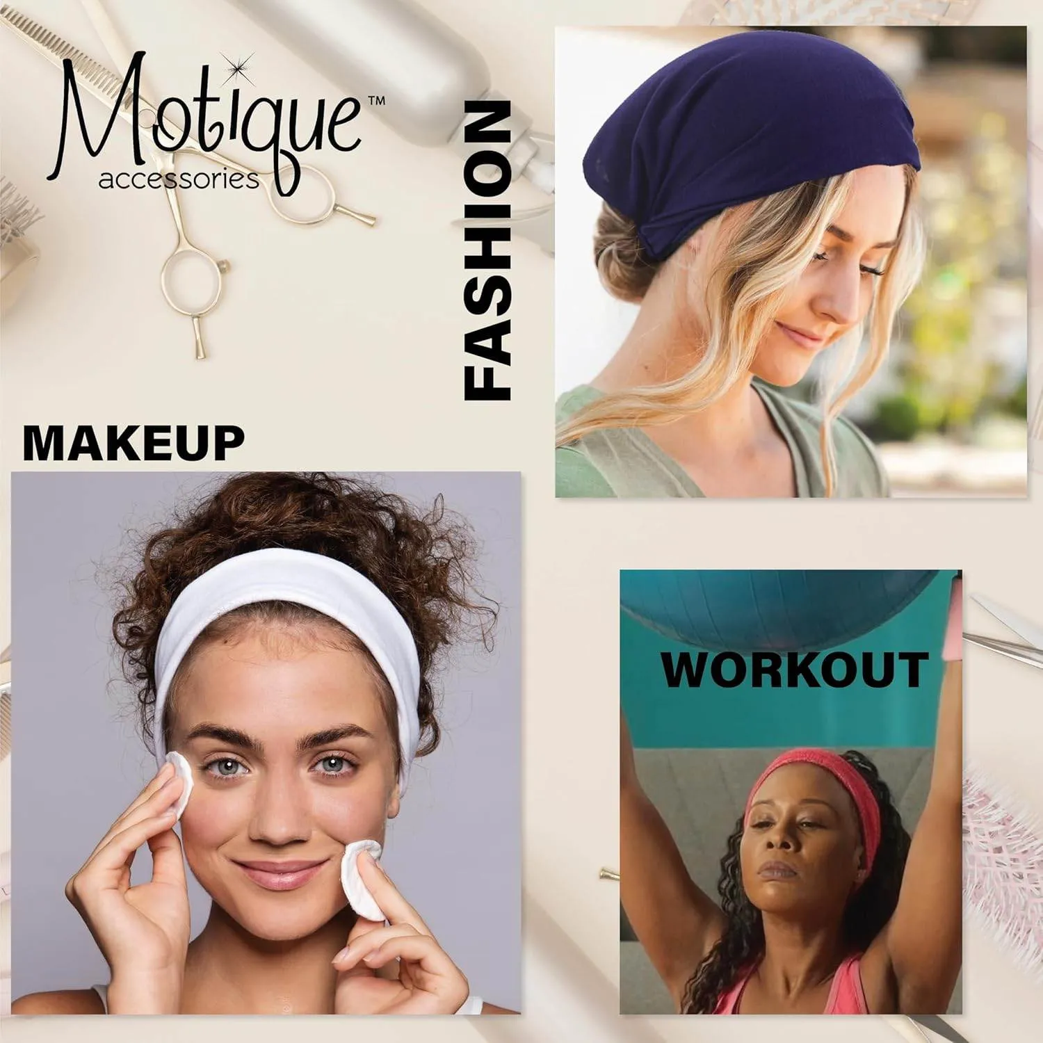 Motique Accessories Wide Cotton Head Band Solid Boho Yoga Style Soft Hairband