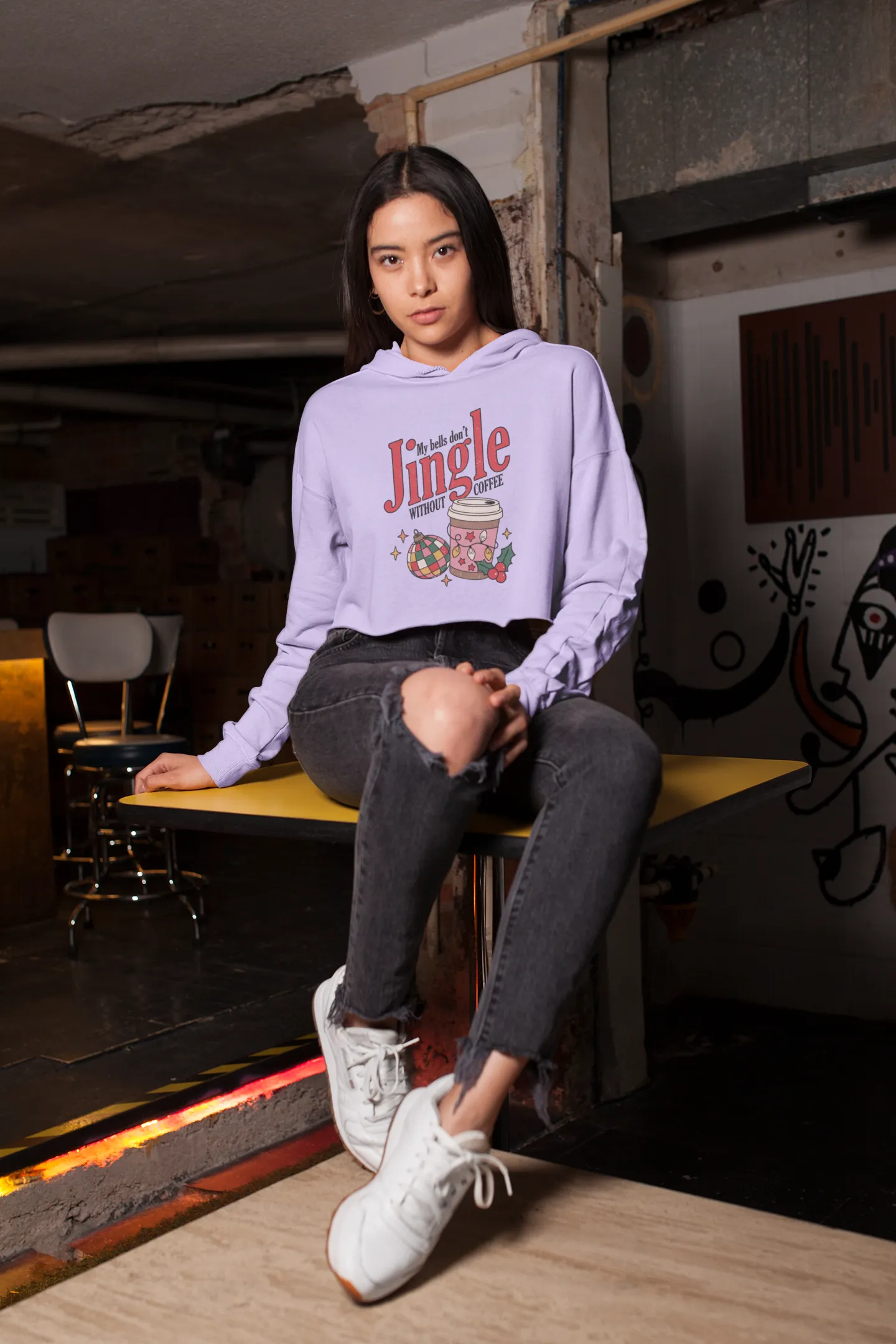 MY BELLS DON'T JINGLE CROP HOODIE