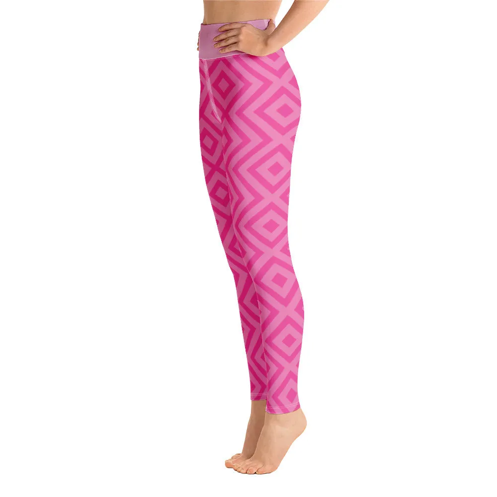 Neon Pink Pattern - Sustainably Made Leggings