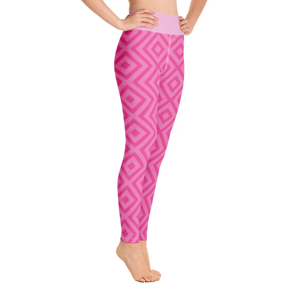 Neon Pink Pattern - Sustainably Made Leggings