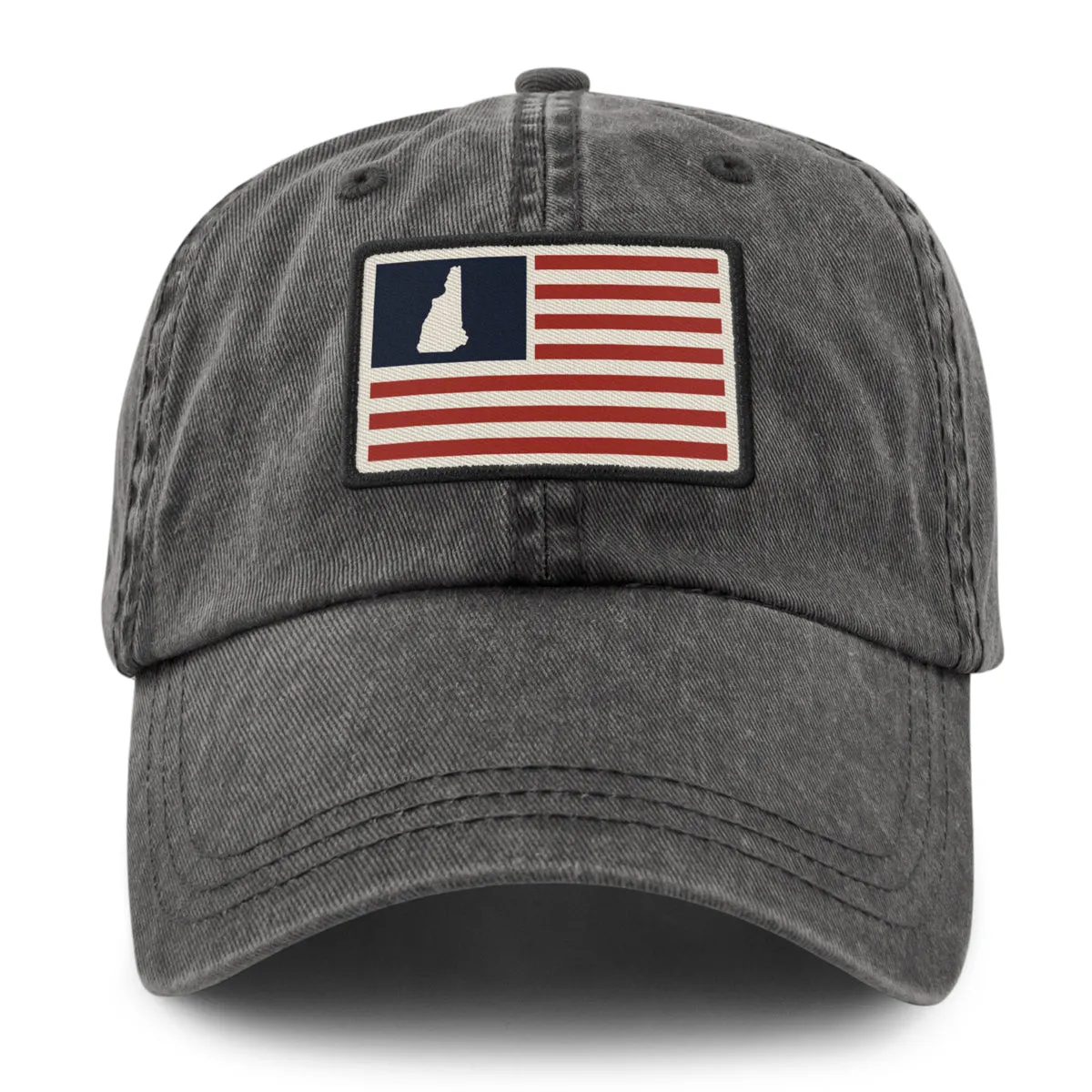 New Hampshire USA Flag Patch Washed Dad Hat