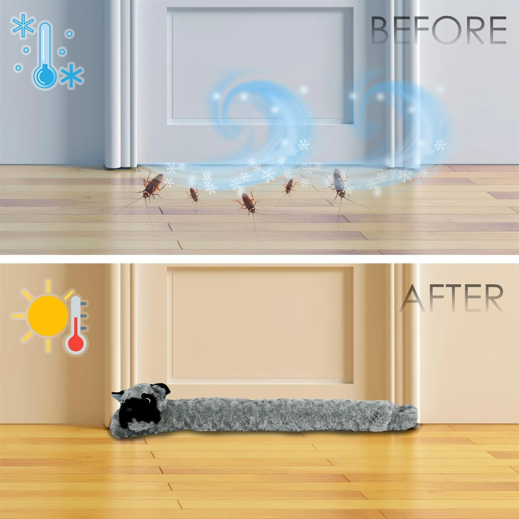 Novelty Grey Dog Draught Excluder for Doors