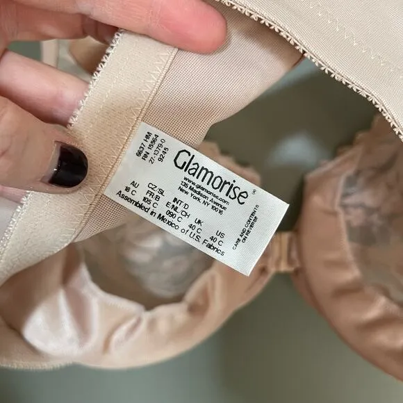 NWOT Glamorise WonderWire Front-Closure Stretch Lace Bra Size 40C Pink Nude Sexy
