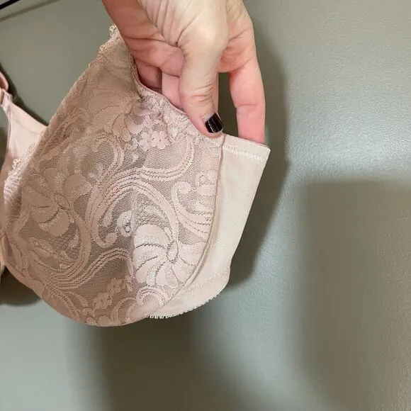 NWOT Glamorise WonderWire Front-Closure Stretch Lace Bra Size 40C Pink Nude Sexy