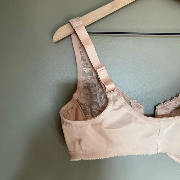NWOT Glamorise WonderWire Front-Closure Stretch Lace Bra Size 40C Pink Nude Sexy