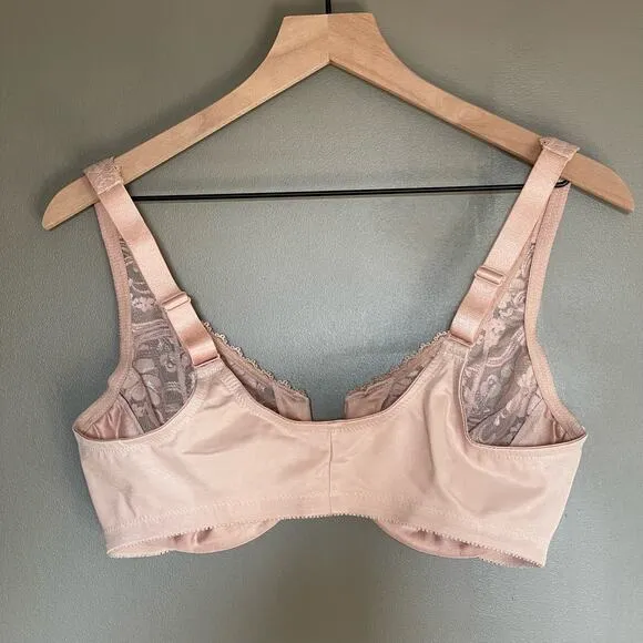 NWOT Glamorise WonderWire Front-Closure Stretch Lace Bra Size 40C Pink Nude Sexy