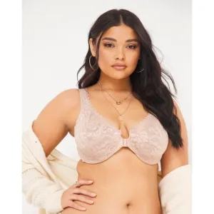 NWOT Glamorise WonderWire Front-Closure Stretch Lace Bra Size 40C Pink Nude Sexy