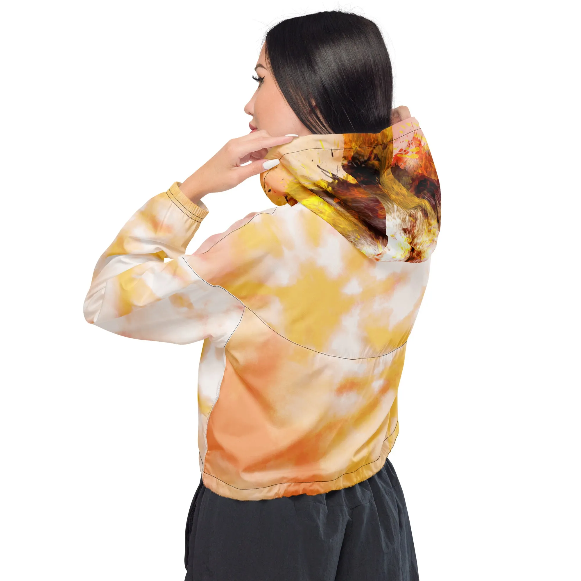 Orange Tie Dye Cropped Windbreaker