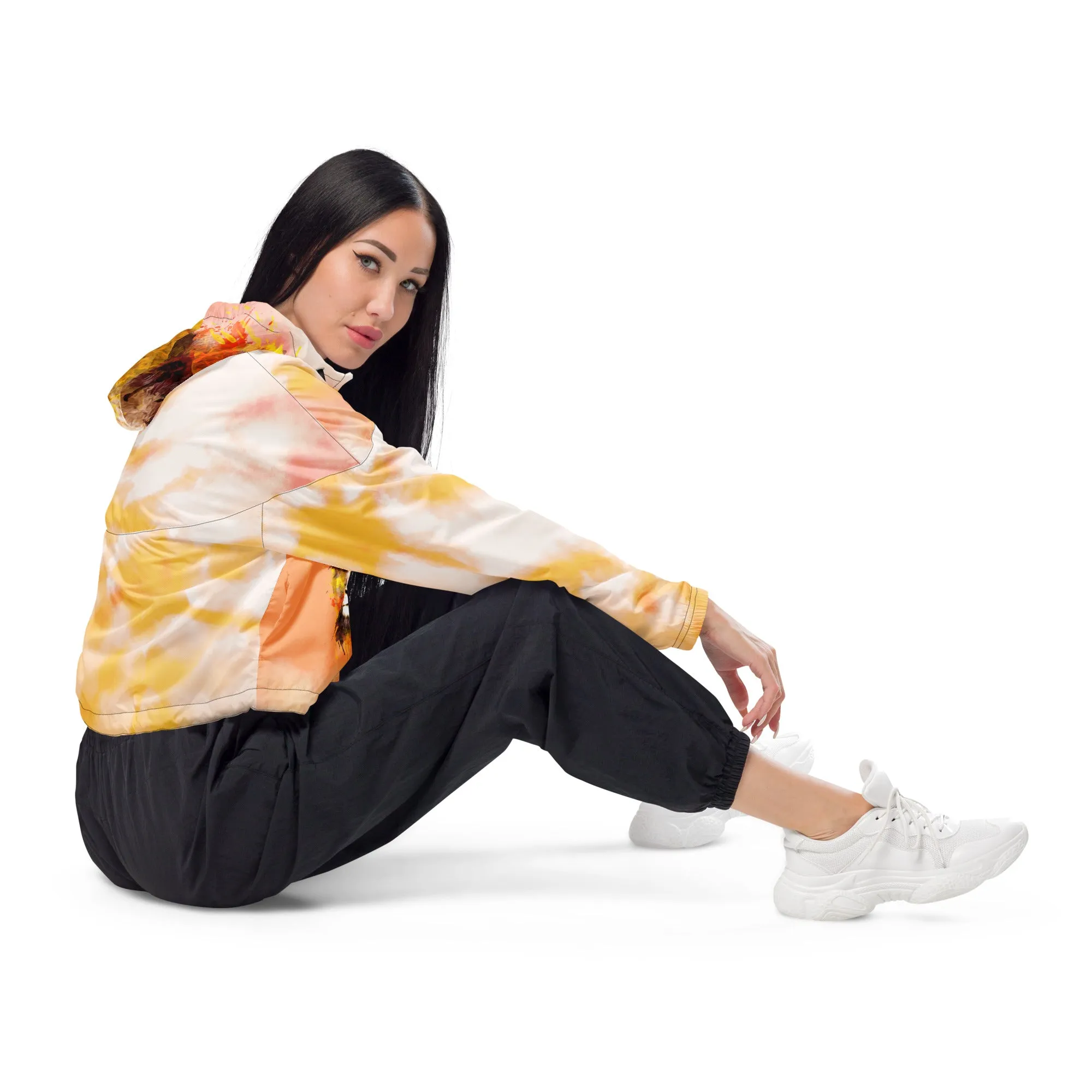 Orange Tie Dye Cropped Windbreaker