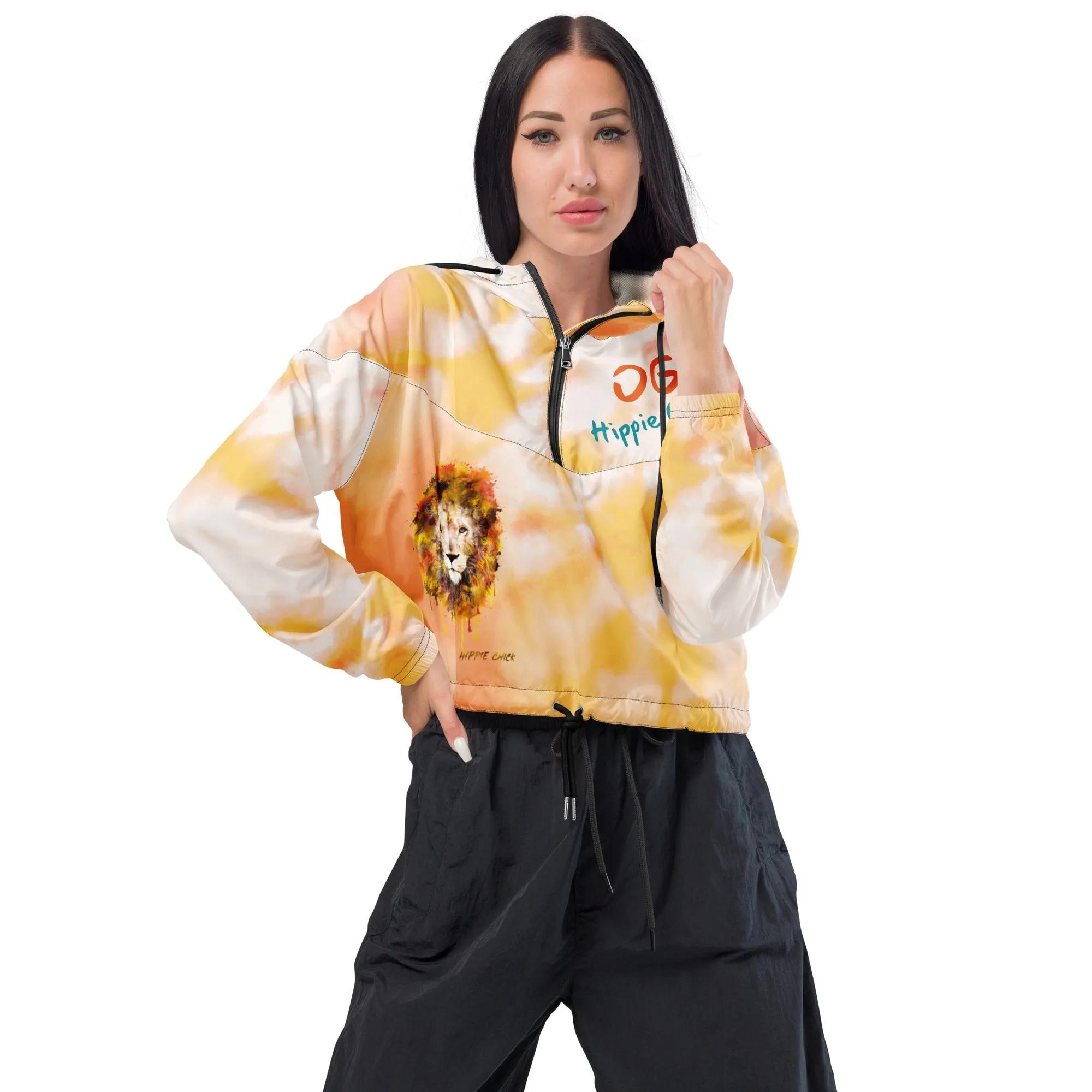 Orange Tie Dye Cropped Windbreaker