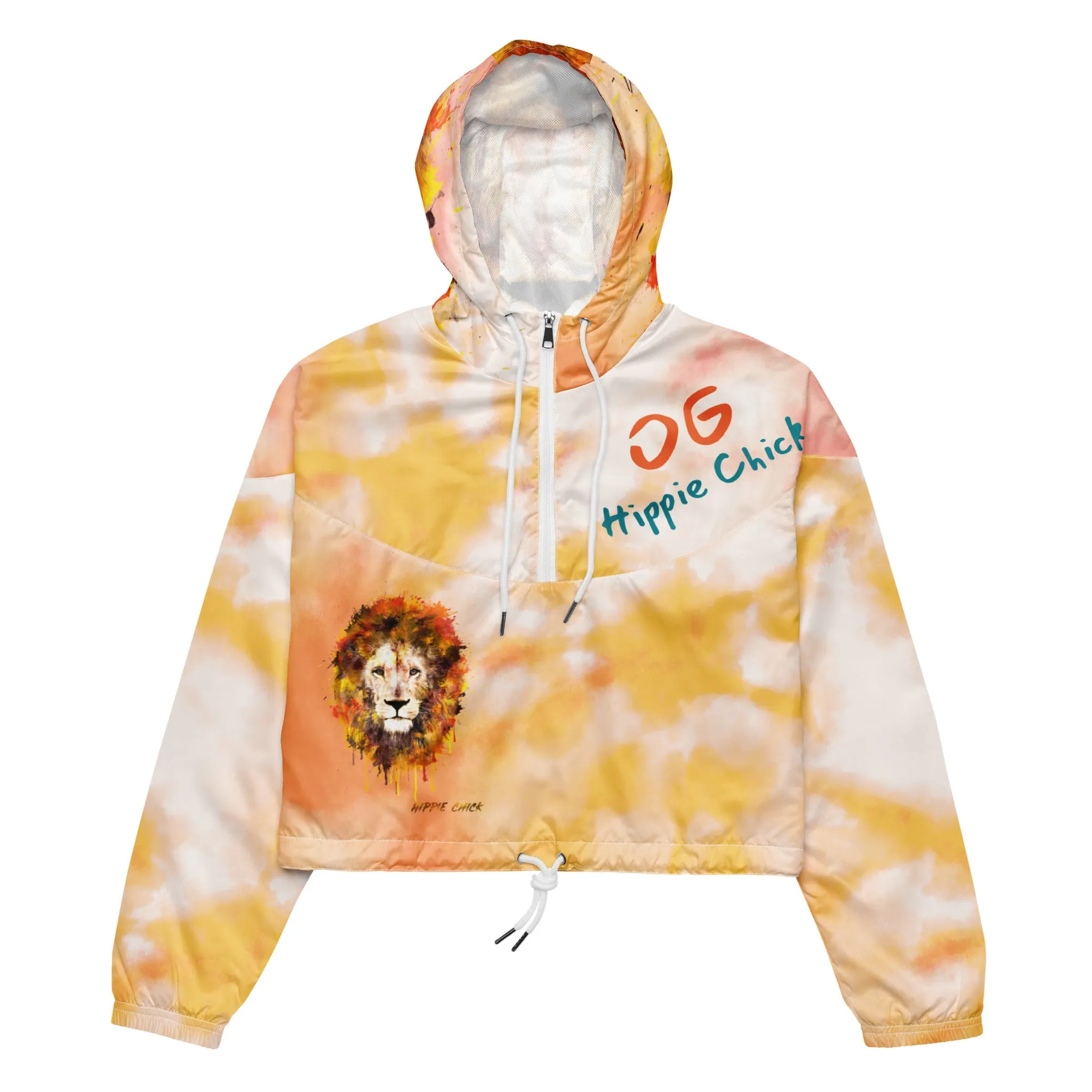 Orange Tie Dye Cropped Windbreaker