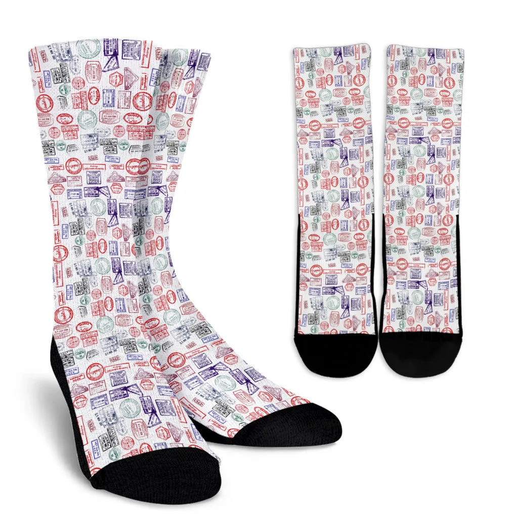 Passport Stamps Socks