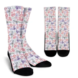 Passport Stamps Socks