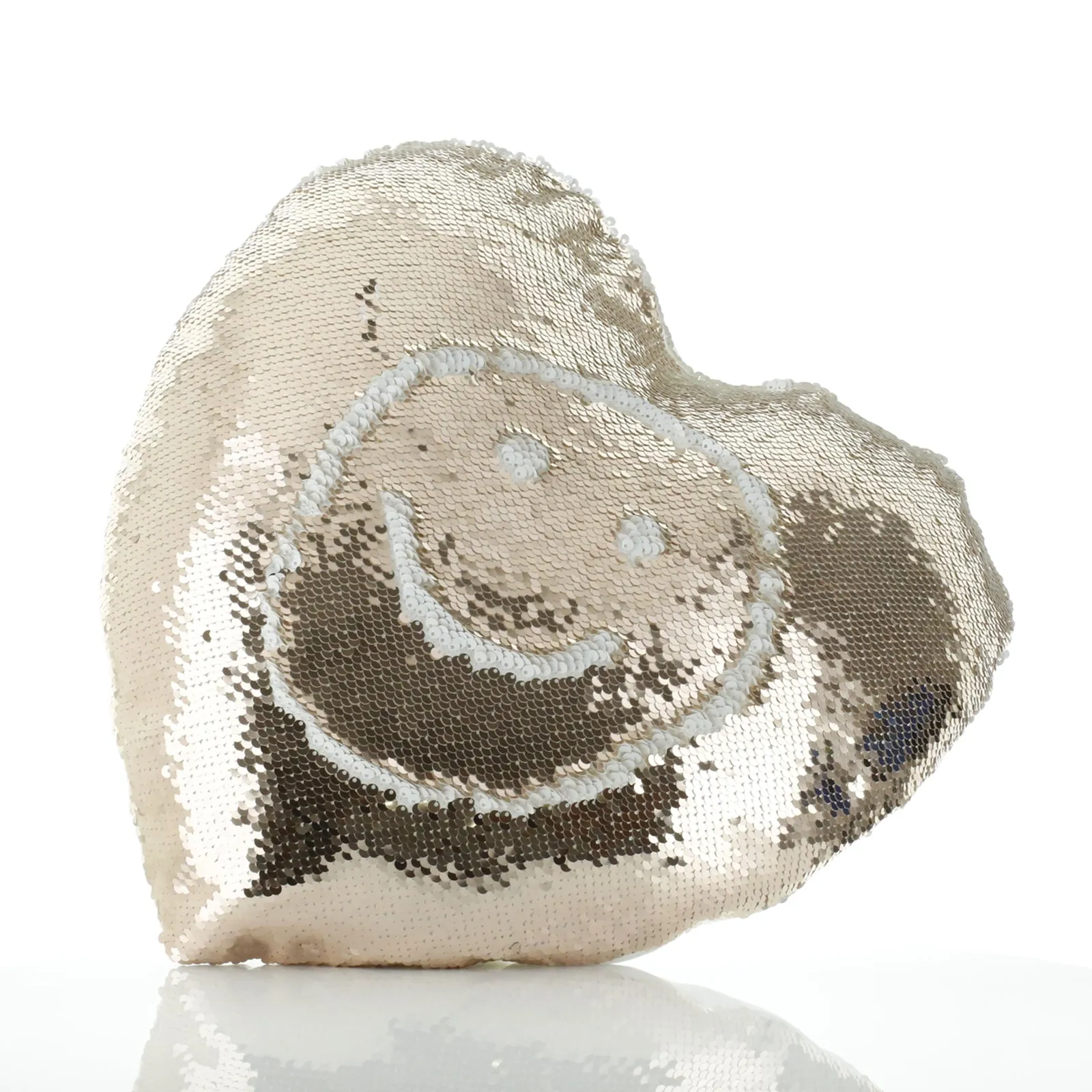 Personalised Sequin Heart Cushion with Lion Cub Olive Branch and Cute Text
