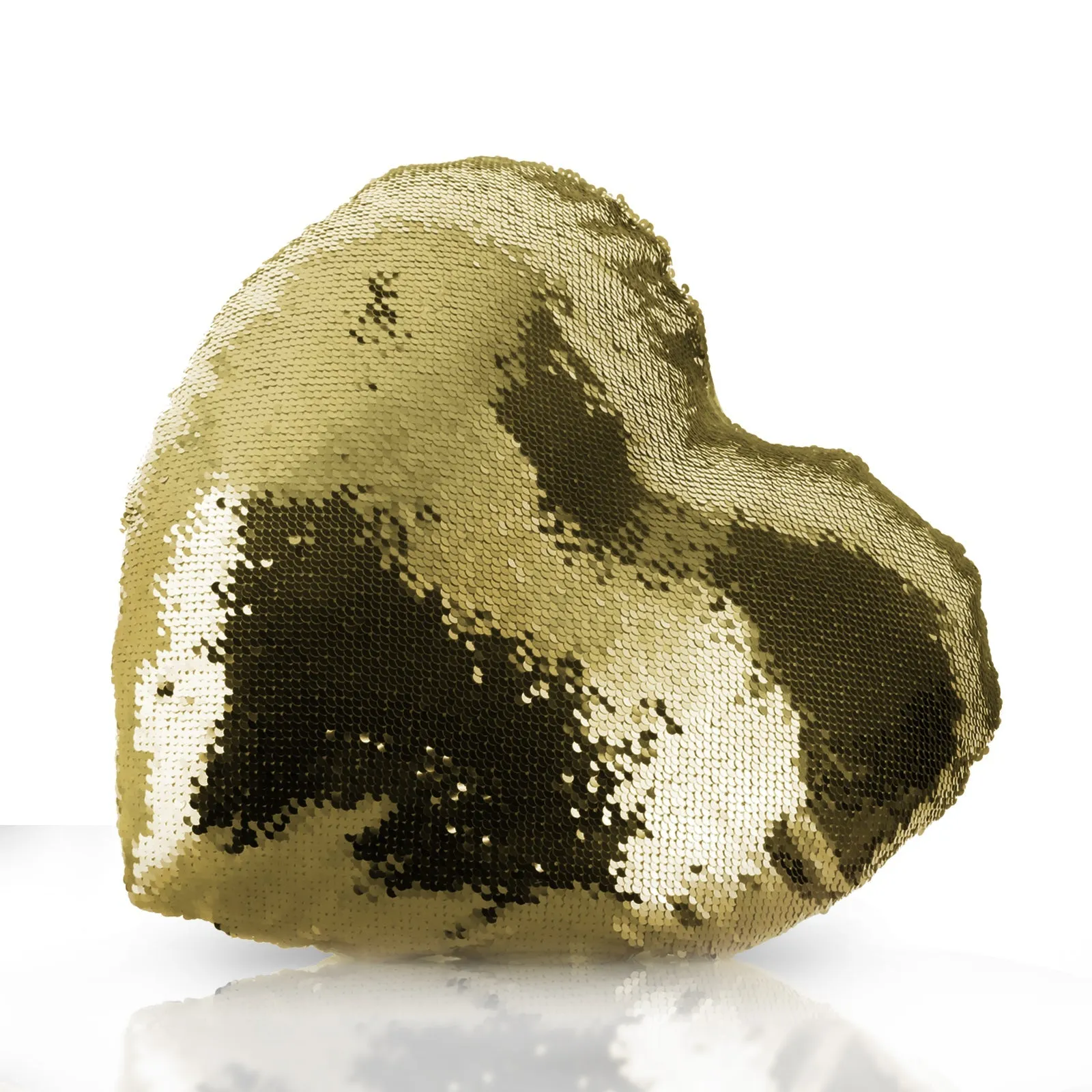 Personalised Sequin Heart Cushion with Lion Cub Olive Branch and Cute Text