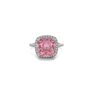 Pink Cushion Cut Halo Ring (Silver)