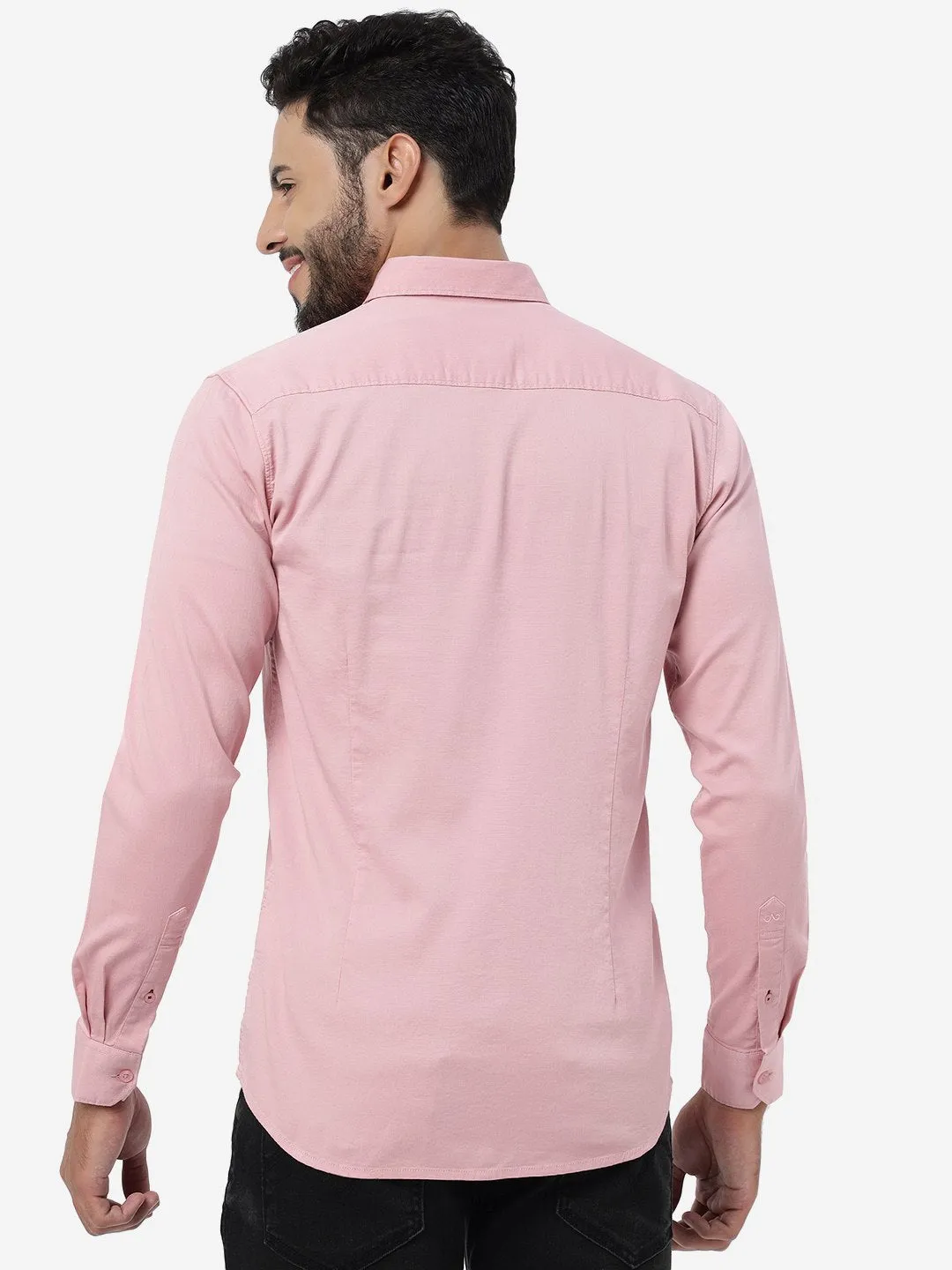 Pink Solid Slim Fit Casual Shirt | JadeBlue