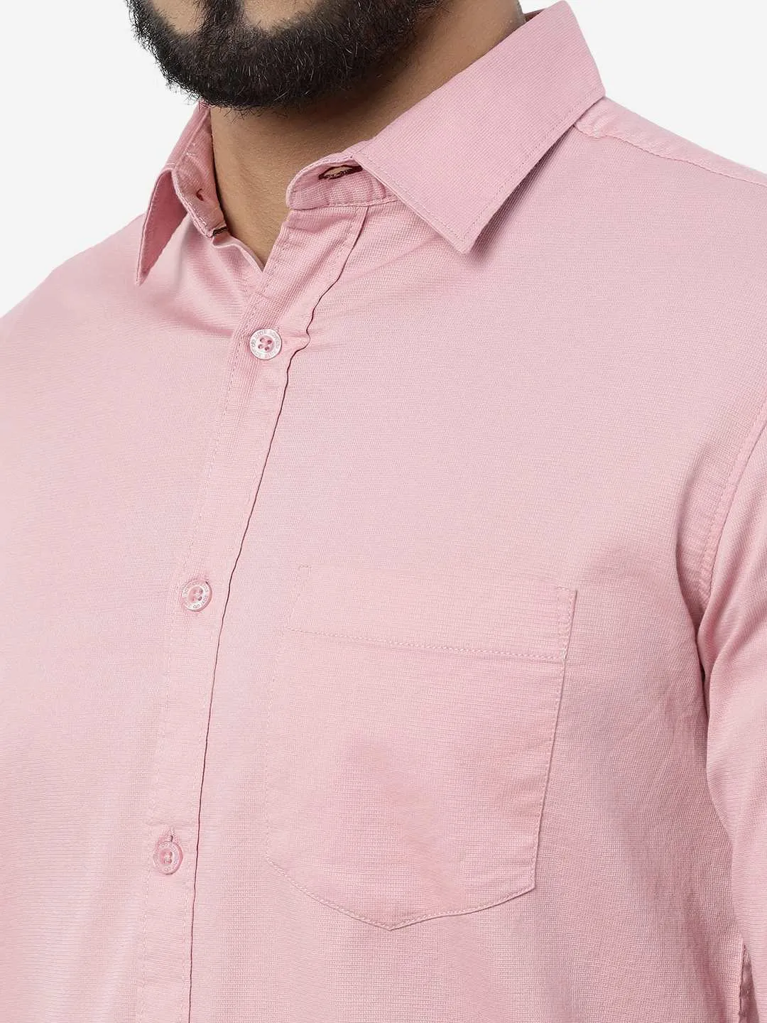 Pink Solid Slim Fit Casual Shirt | JadeBlue