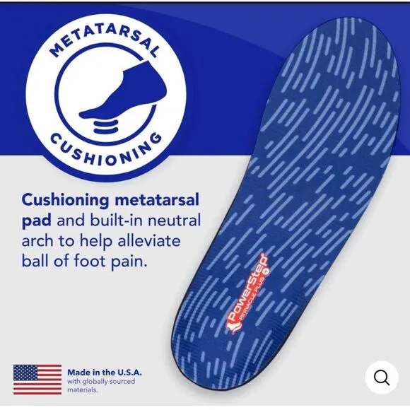 PowerStep‎ Plus Insoles | Ball of Foot Pain Relief Orthotic, Metatarsalgia. NWOT