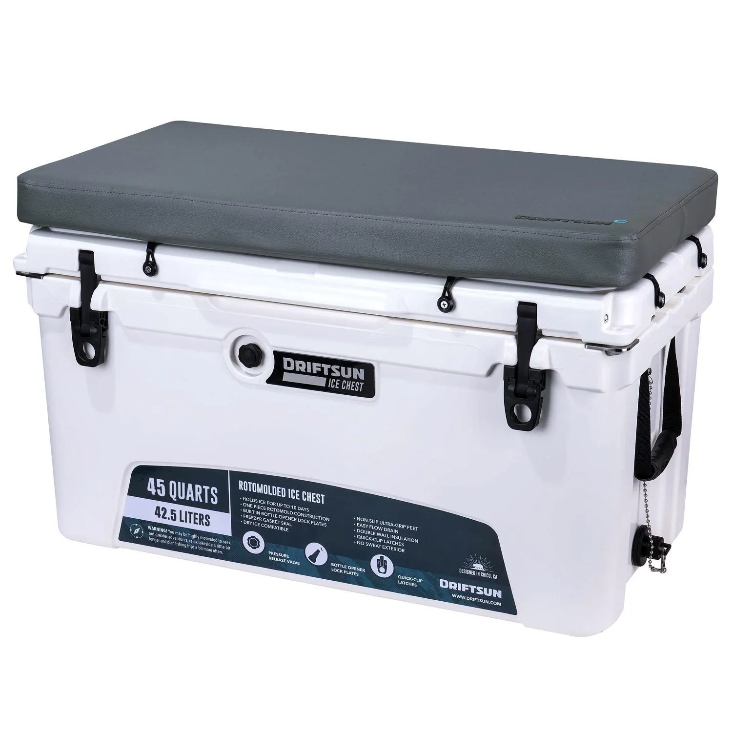 Premium Cooler Seat Cushion With Mounting Hardware - Fits 45Q Driftsun Ice Chests