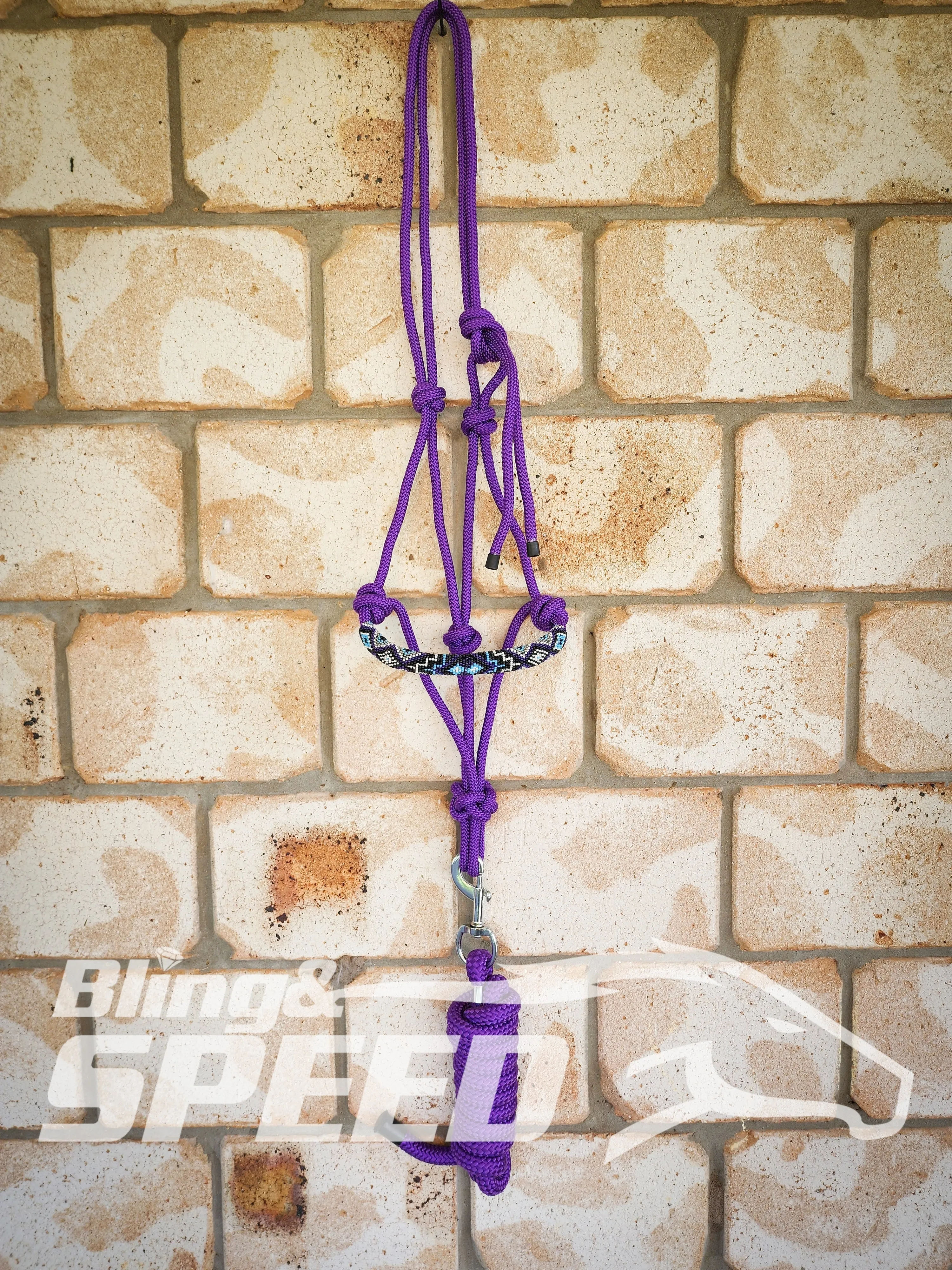 Purple Beaded Rope Halter