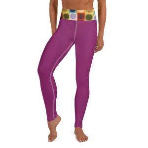Purple Leggings with "Circles" Waistband