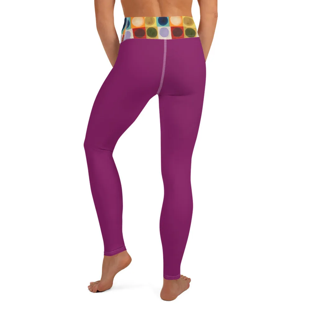 Purple Leggings with "Circles" Waistband