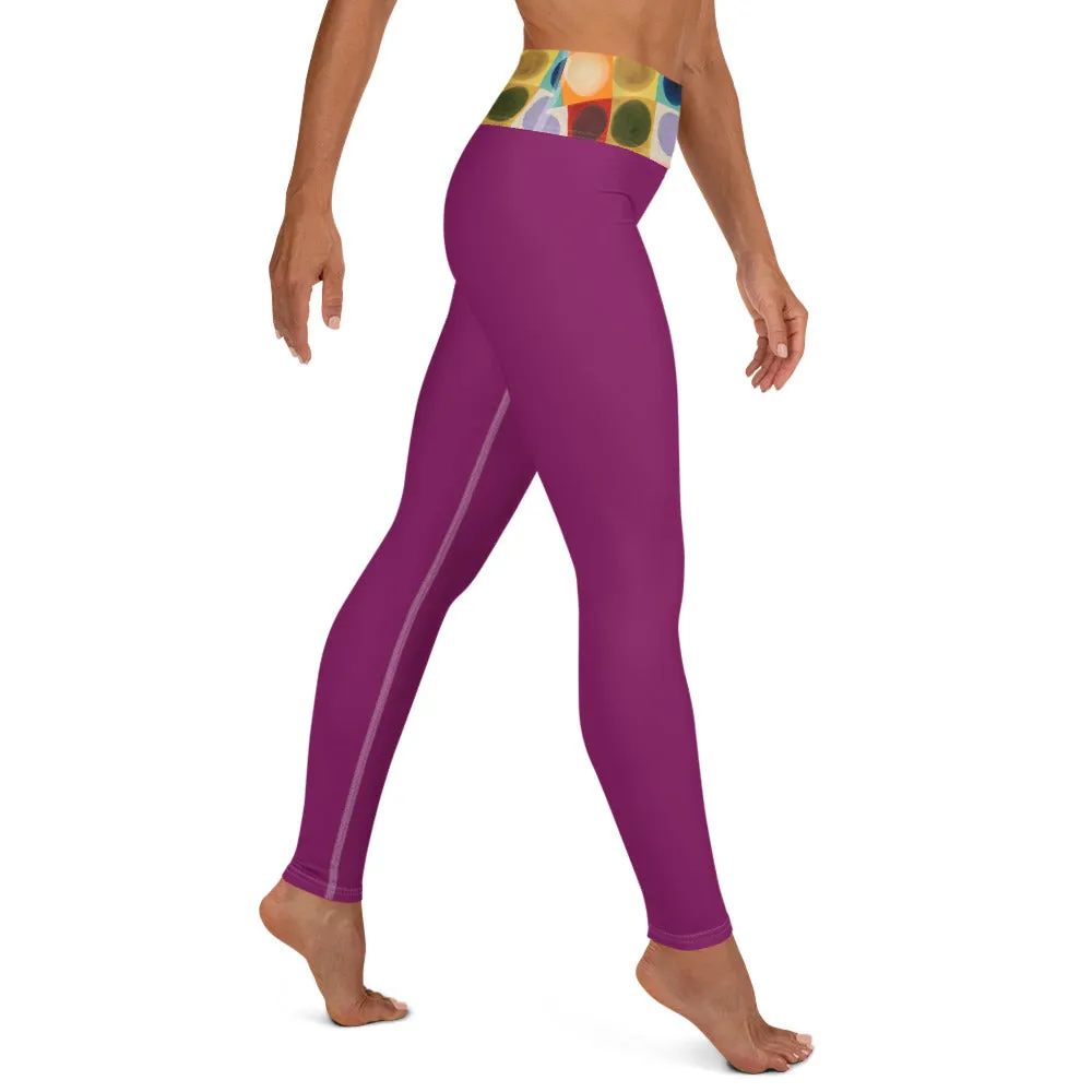 Purple Leggings with "Circles" Waistband