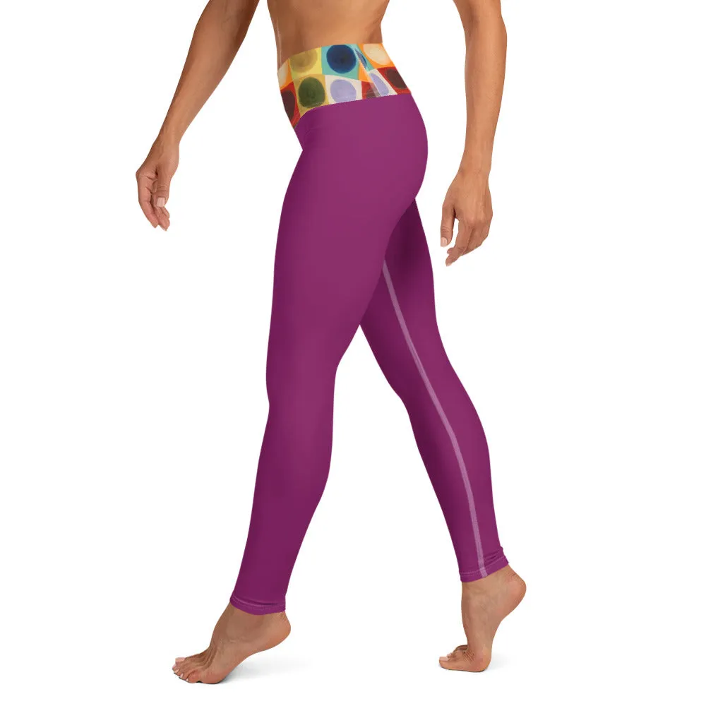 Purple Leggings with "Circles" Waistband