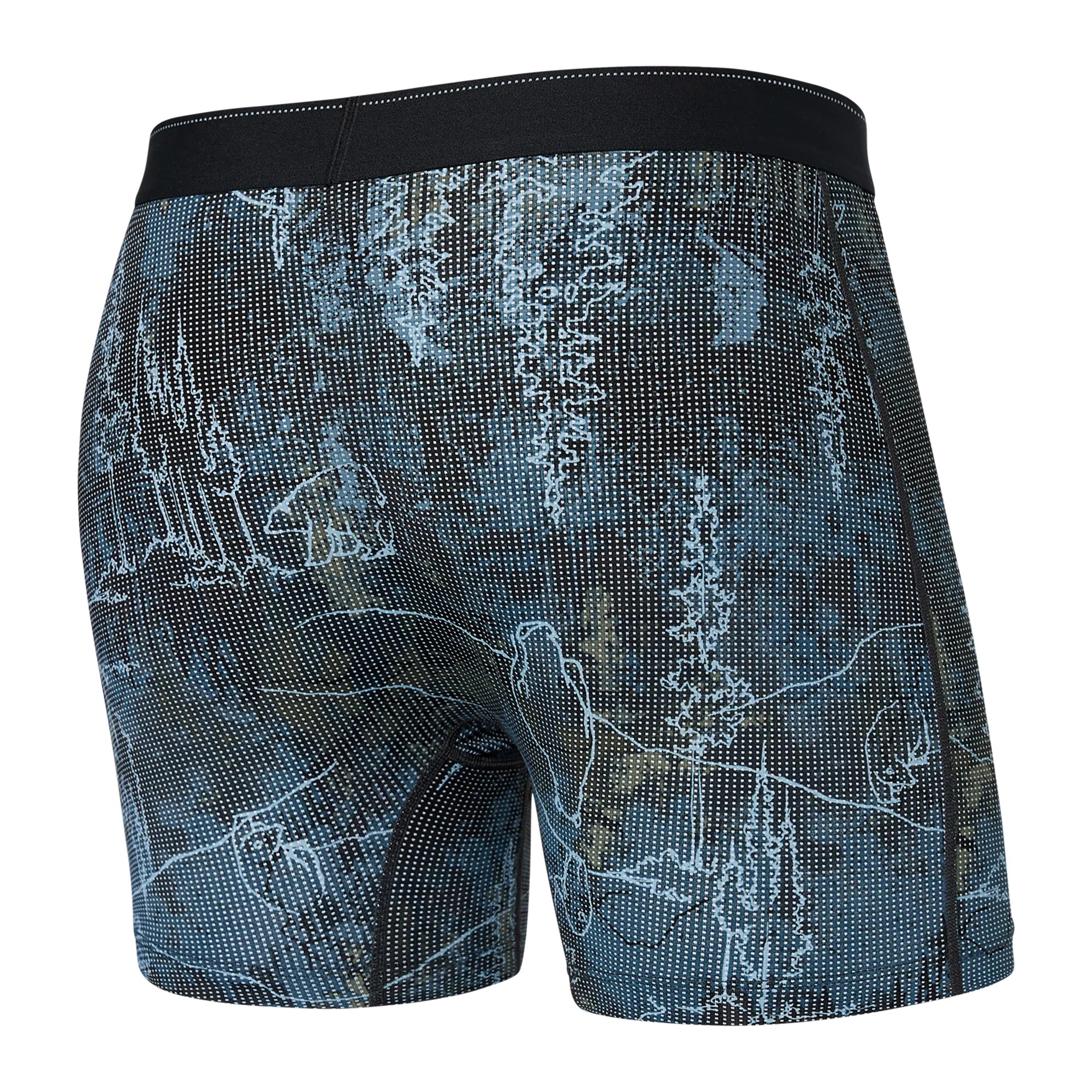 QUEST QUICK DRY MESH BOXER BRIEF WITH FLY - SLIM FIT - SMOKEY MOUNTAINS- MULTI