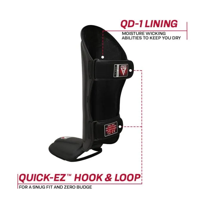 RDX T1 LEATHER SHIN INSTEP GUARDS-BLACK