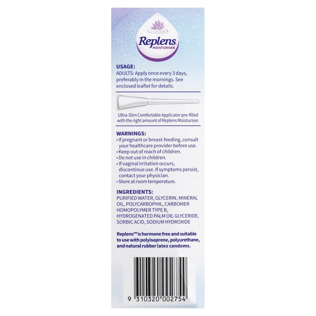 Replens Long Lasting Vaginal Moisturiser 10 Pack