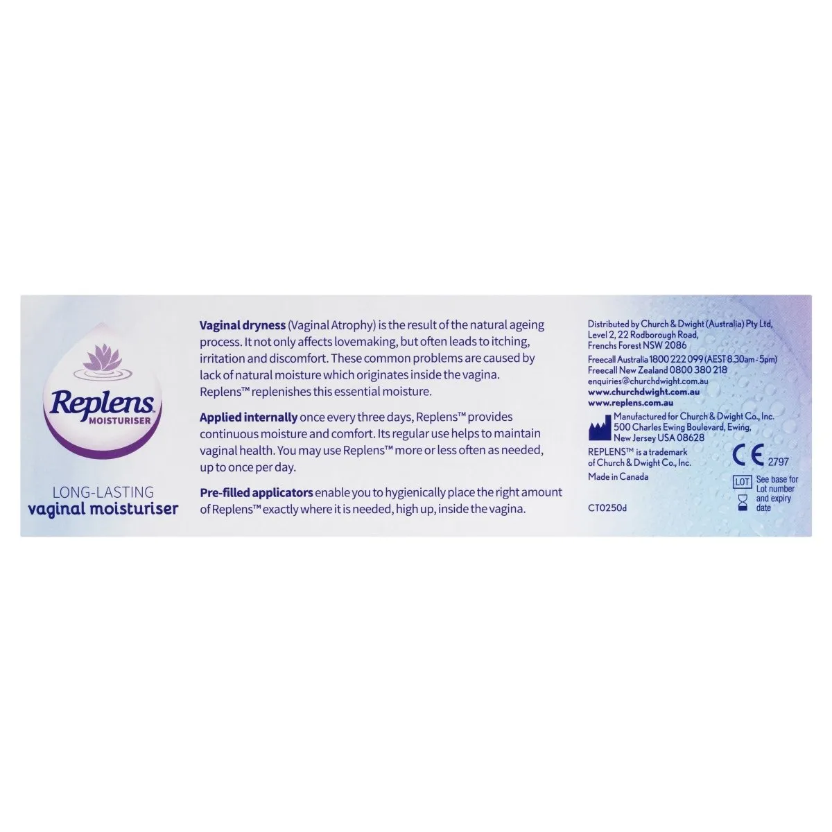 Replens Long Lasting Vaginal Moisturiser 10 Pack
