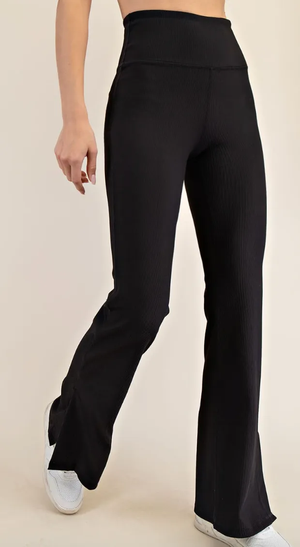 Roll On Ribbed Flares - Black