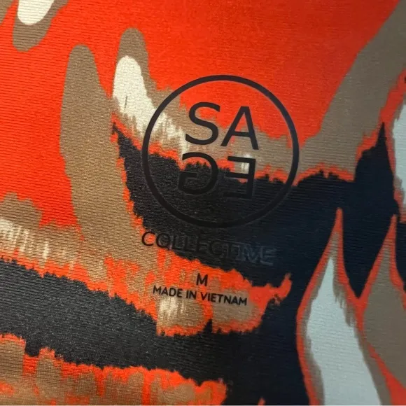 Sage Collective NWT Orange Palm Bra Tank and Shorts Active Set Medium