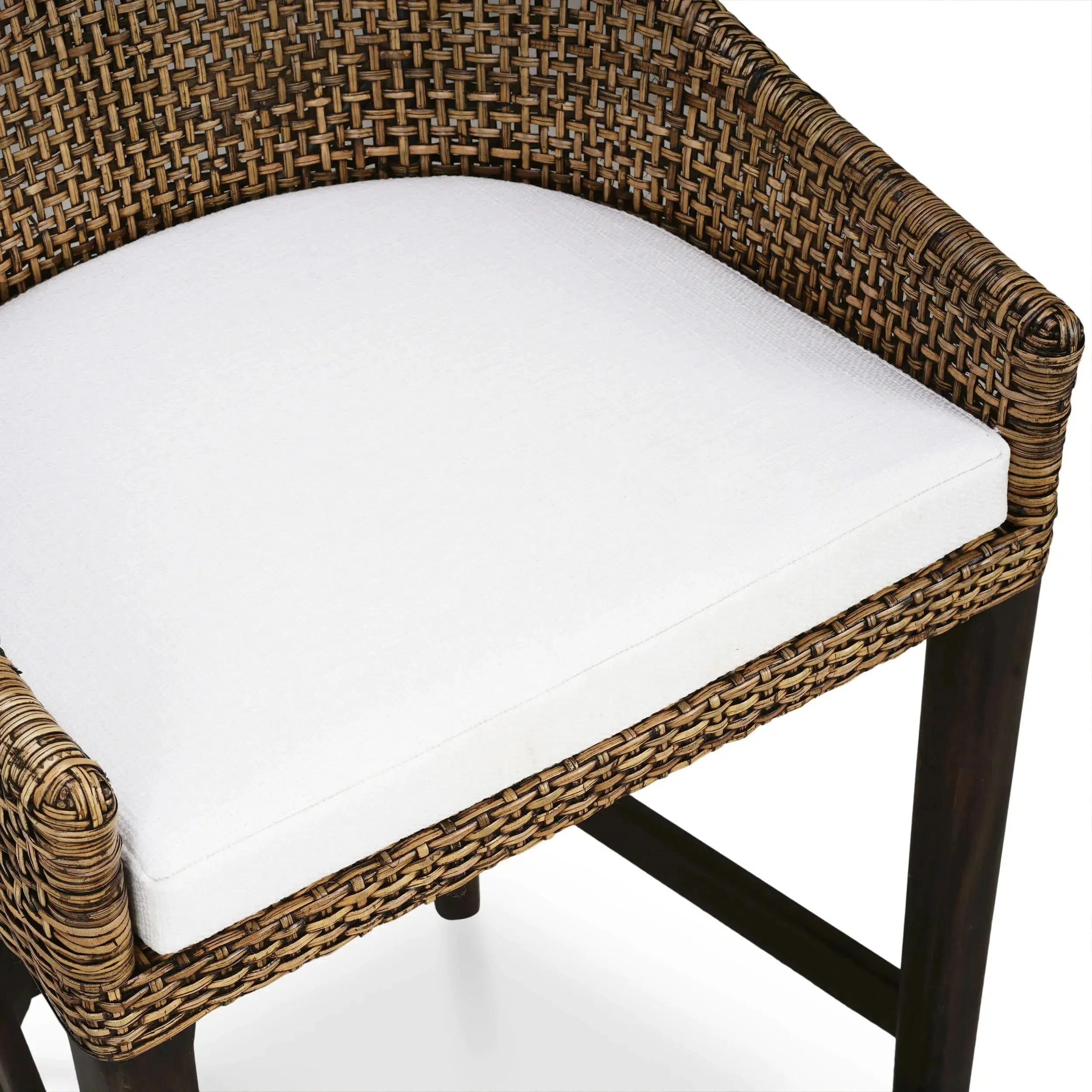 Savanah Barstool in Light Glazed Rattan w/ Arctic White Performance Seat Cushion